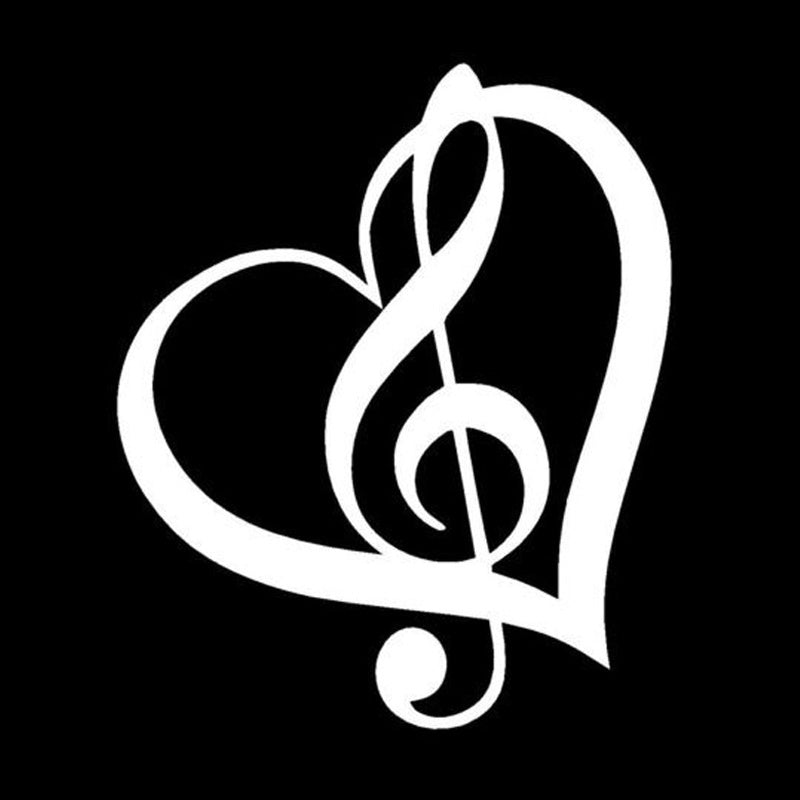 New Brand   TREBLE CLEF HEART Vinyl Decal Sticker Car Window Wall Bumper Music Symbol Guitar