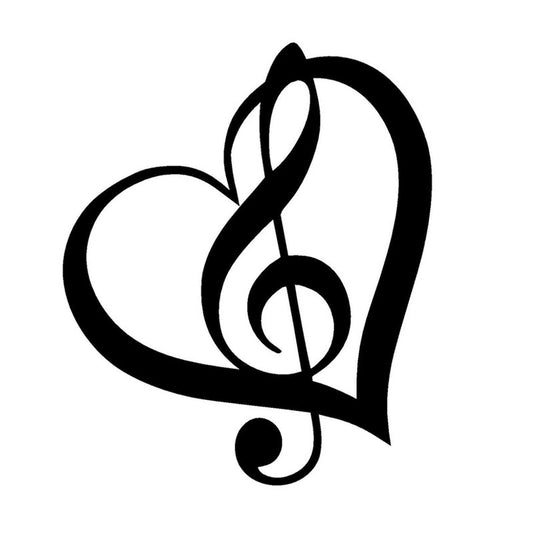 New Brand   TREBLE CLEF HEART Vinyl Decal Sticker Car Window Wall Bumper Music Symbol Guitar