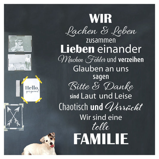 New Brand Wandtattoo Wandsticker Wandaufkleber Wohnzimmer Flur Familie weiß 58x90cm