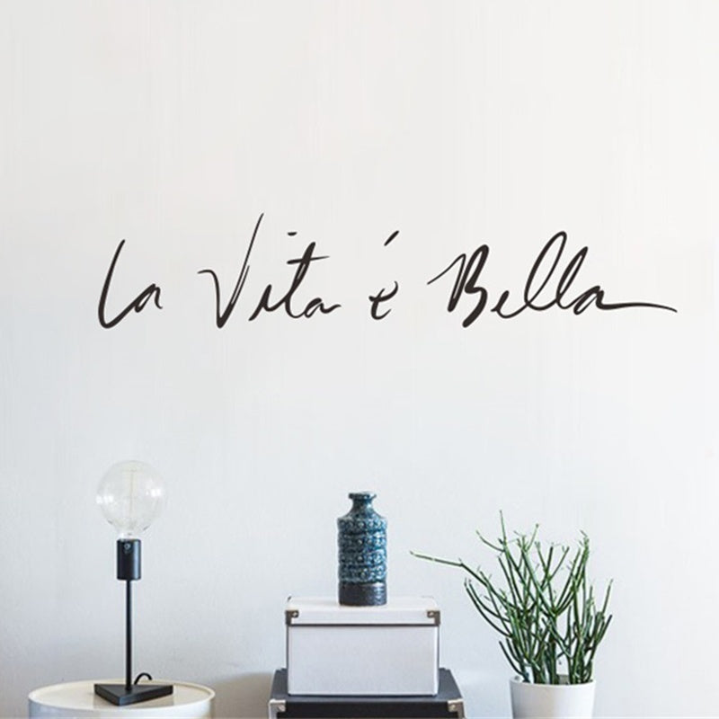 New Fashion   Italy Style Wall Stickers Creative Art DIY PVC Decorations Wall Decals Home Decors Wall sticker Life Is So Beautiful