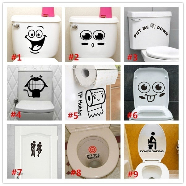 High-quality  Toilet Wall Sticker Decal Mural Art Decor Funny Car Home Bathroom Computer Sticker