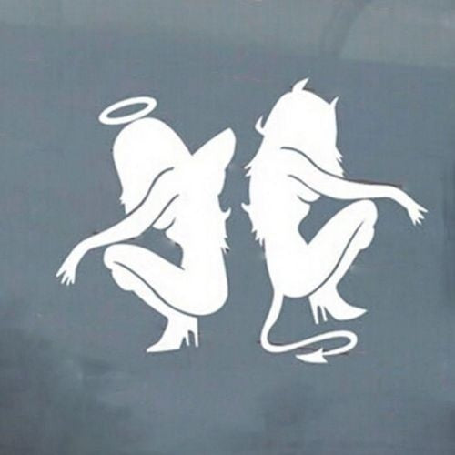 New Brand Beauty Angels and Demons Car Sticker Black Decal 1Pcs  Waterproof
