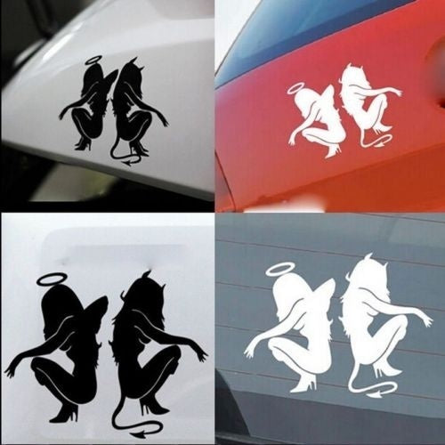 New Brand Beauty Angels and Demons Car Sticker Black Decal 1Pcs  Waterproof
