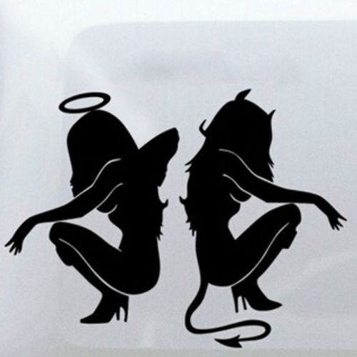 New Brand Beauty Angels and Demons Car Sticker Black Decal 1Pcs  Waterproof