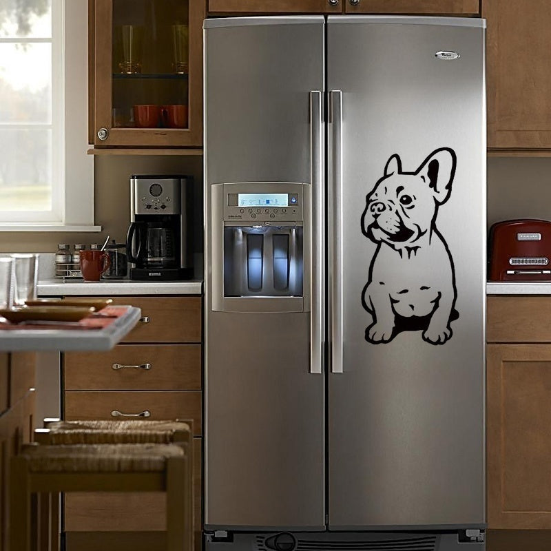 2018 NEW   Creative applique French Bulldog puppy home decoration PVC wall stickers (Color: Black)