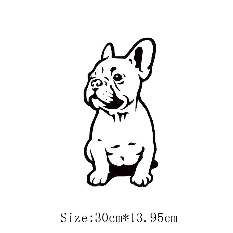 2018 NEW   Creative applique French Bulldog puppy home decoration PVC wall stickers (Color: Black)