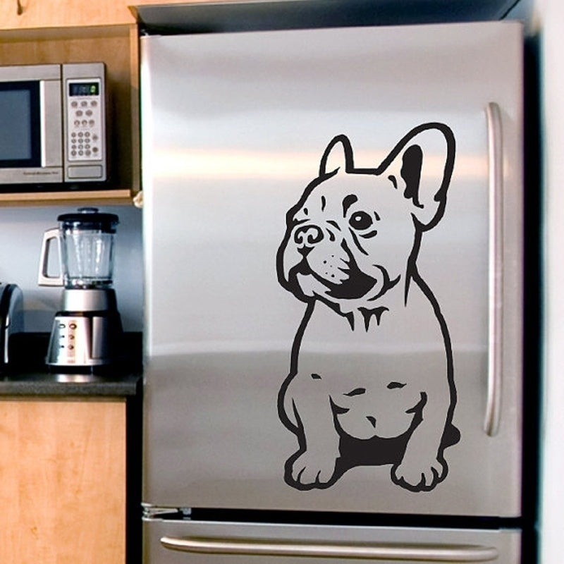 2018 NEW   Creative applique French Bulldog puppy home decoration PVC wall stickers (Color: Black)