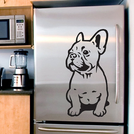 2018 NEW   Creative applique French Bulldog puppy home decoration PVC wall stickers (Color: Black)