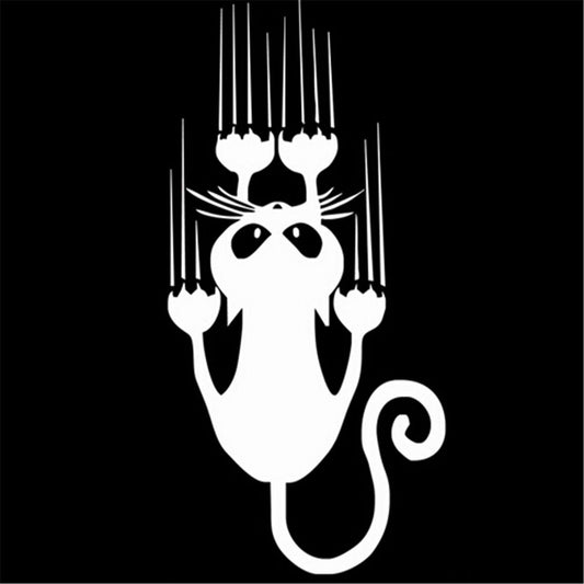 New Brand  White or Black  Funny Cat White Car Stickers Cartoon Decorative Car Styling Decorative Vinyl Car