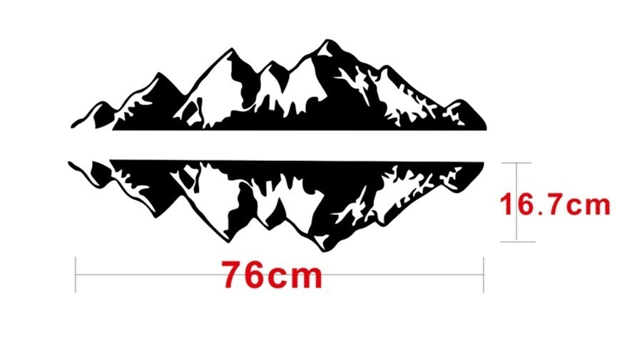 High-quality  2Pcs Black Car Mountain Range Graphic Vinyl Decals Waterproof Sticker 76x16.7cm