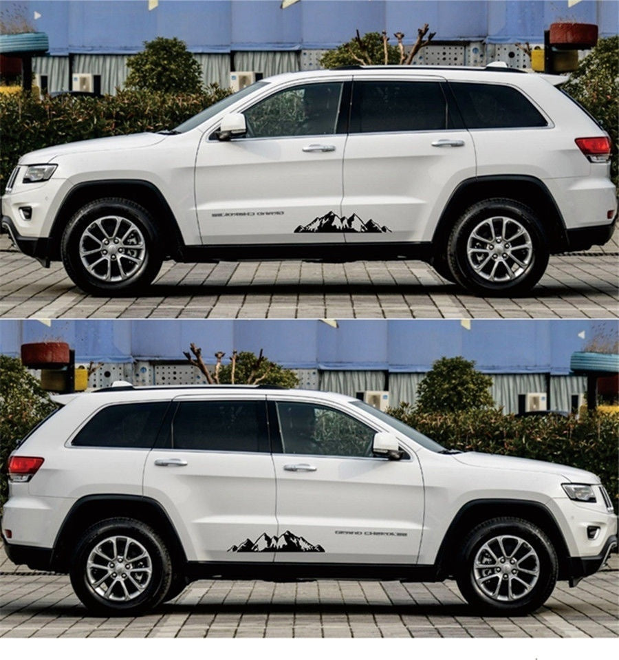 High-quality  2Pcs Black Car Mountain Range Graphic Vinyl Decals Waterproof Sticker 76x16.7cm