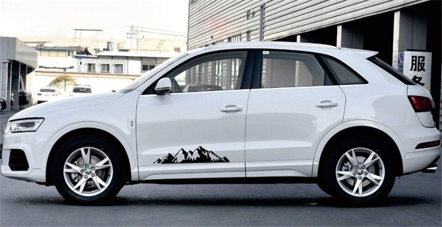 High-quality  2Pcs Black Car Mountain Range Graphic Vinyl Decals Waterproof Sticker 76x16.7cm