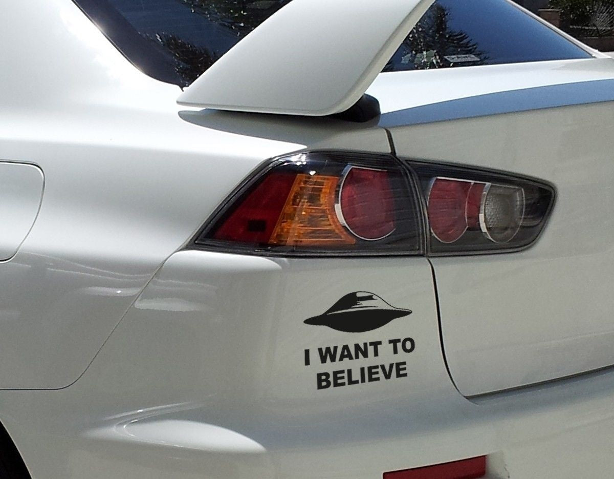 Hot  I Want to Believe UFO Aliens X Top Secret Funny Car Laptop Vinyl Sticker Decal