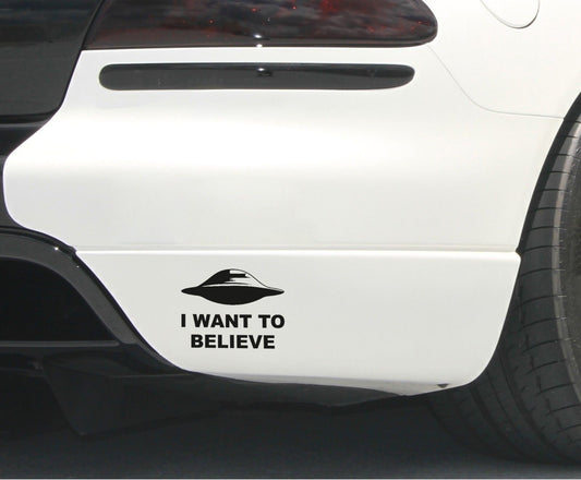 Hot  I Want to Believe UFO Aliens X Top Secret Funny Car Laptop Vinyl Sticker Decal