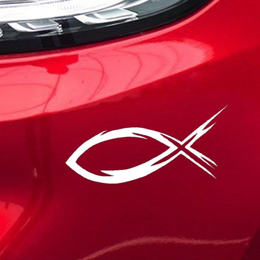 Fashion  20.3*8.9CM Grunge Jesus Fish Vinyl Decal Car Styling Window Decoration Creative Car Stickers C6-1267