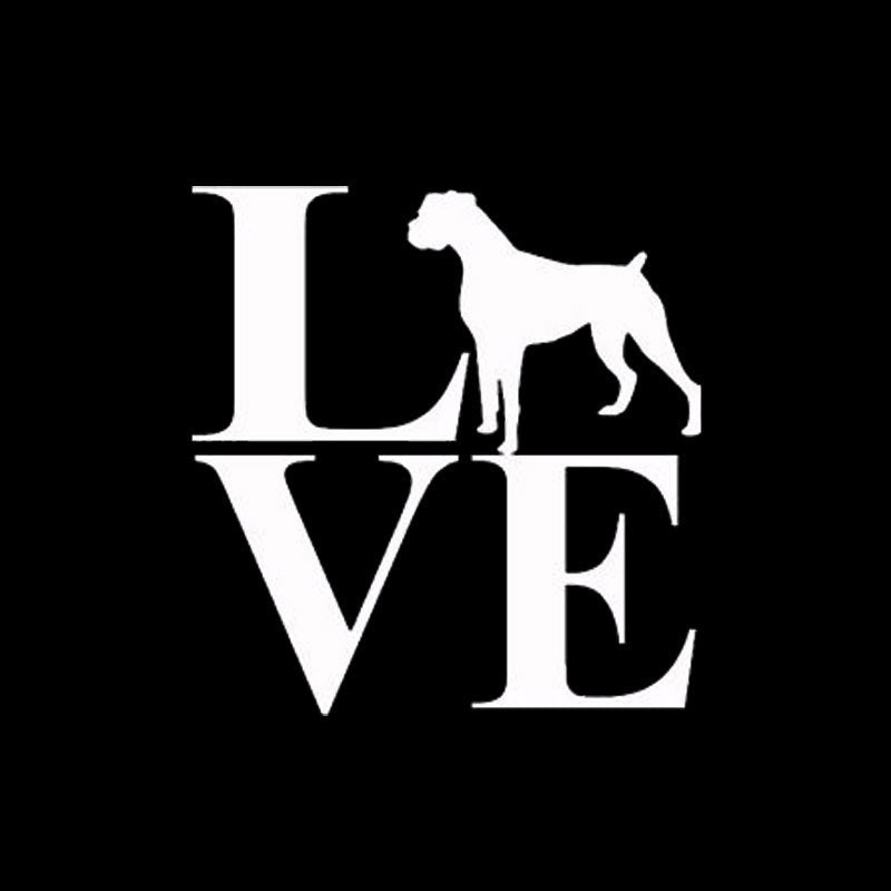 New Fashion Car Styling LOVE Boxer Dog Vinyl Creative  Car Sticker