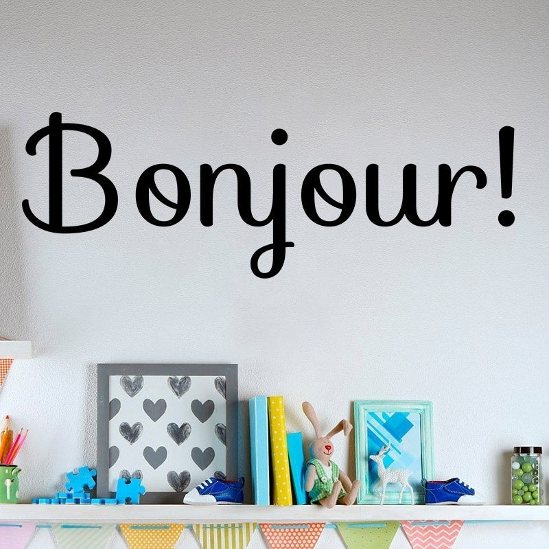 New Fashion   Bonjour French Quotes Welcome Wall Decals for Door Living Room Home Decor Vinyl Stickers