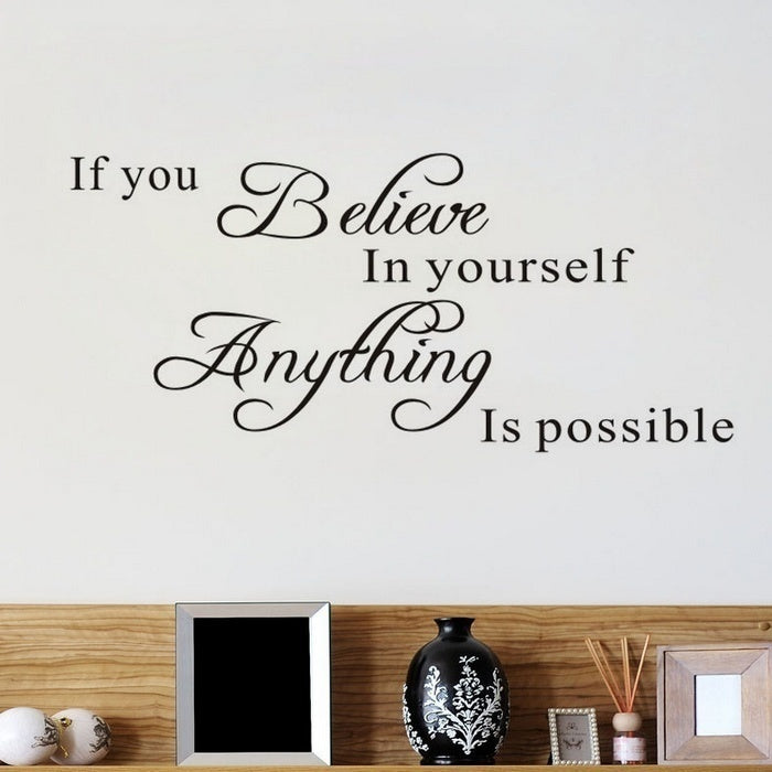 High-quality    Sale Believe In Yourself Home Decor Creative Quote Wall Decal Removable Vinyl Wall Sticker
