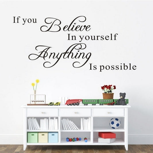 High-quality    Sale Believe In Yourself Home Decor Creative Quote Wall Decal Removable Vinyl Wall Sticker