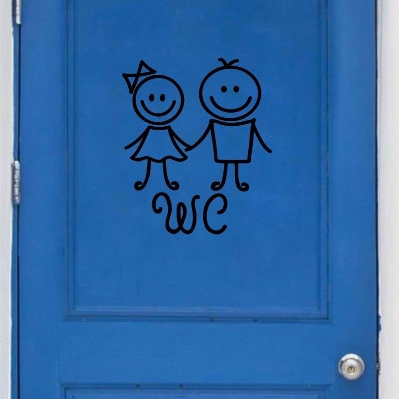 New Hot      Cartoon WC Sticker  Toliet Sticker Art Vinyl Humanoid Doll Wall Sticker