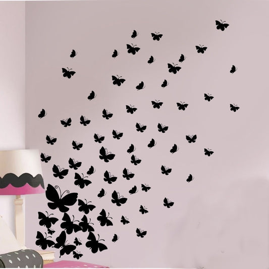 New Brand 68Pcs Various size Butterfly wall Art Stickers vinyl wall decals room for baby nursery