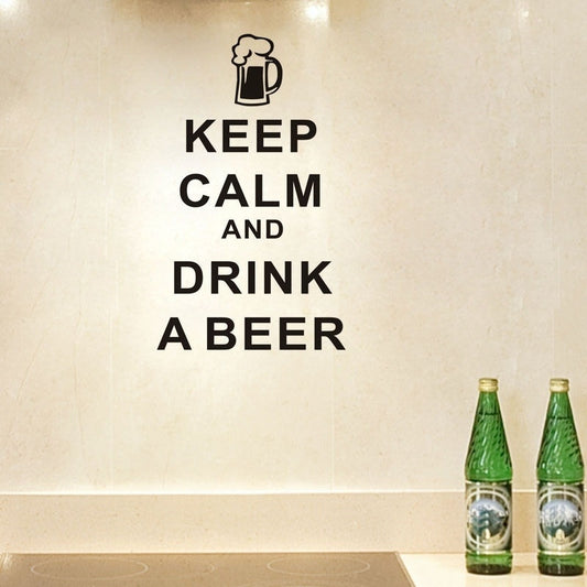 New Hot  Removable Keep Calm And Drink A Beer Kitchen Character Quote Wall Sticker Decal