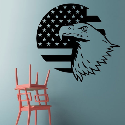 2018 NEW   Eagle USA Flag Wall Sticker American Symbol Vinyl Decal USA Flag Patriotic Decor Stickers Decoration Waterproof High Quality Mural