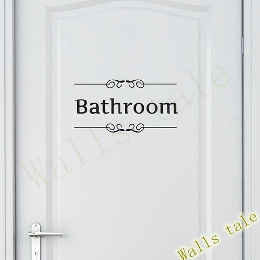 Fashion  Vintage Toilet Door Bathroom Wall Sticker Decals Vinyl Art Removable Bathroom Decor