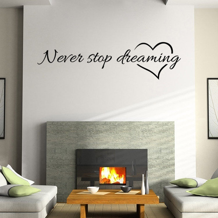 Living Room Wall Sticker  Sale Never Stop Dreaming Heart Art TV Background DIY Wall Decals Home Decoration