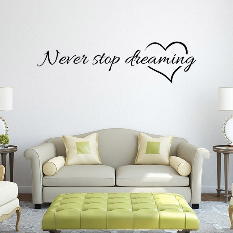 Living Room Wall Sticker  Sale Never Stop Dreaming Heart Art TV Background DIY Wall Decals Home Decoration