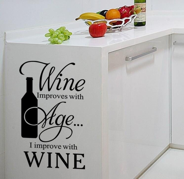 1 Pcs 40*60cm   Quote WINE Letters Wall Sticker Decal Murals Art Removable Home Room Decor Kitchen Stickers