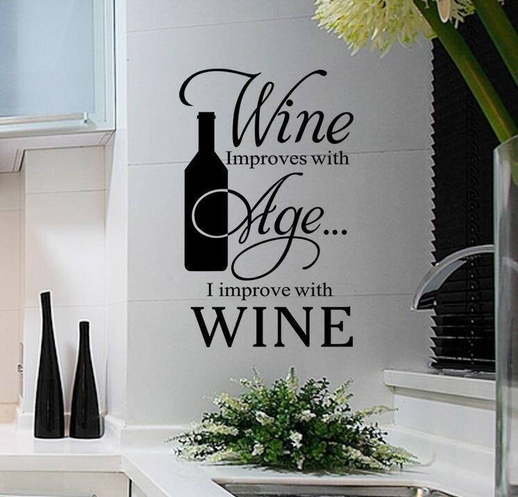 1 Pcs 40*60cm   Quote WINE Letters Wall Sticker Decal Murals Art Removable Home Room Decor Kitchen Stickers