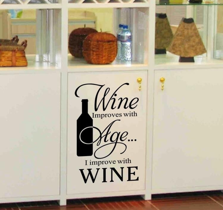 1 Pcs 40*60cm   Quote WINE Letters Wall Sticker Decal Murals Art Removable Home Room Decor Kitchen Stickers