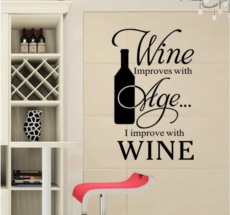 1 Pcs 40*60cm   Quote WINE Letters Wall Sticker Decal Murals Art Removable Home Room Decor Kitchen Stickers