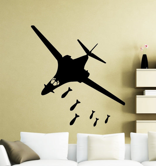 New Fashion  Bomber Airplane Bombs Wall Sticker Military Plane Vinyl Decal Home Garage Room Interior Decoration Waterproof High Quality Mural