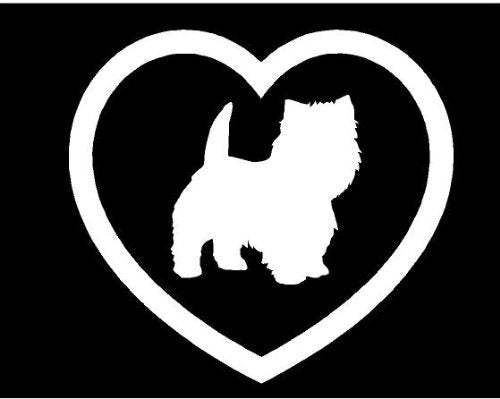 Hot   Heart dog puppy Sticker Car Window Vinyl Decal white decal white dog