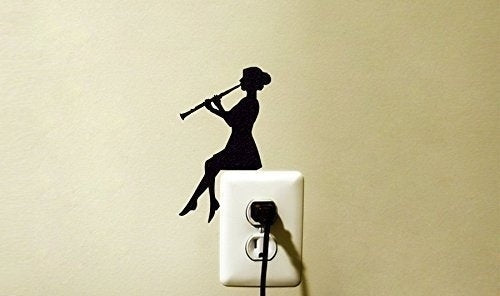 New Brand  2pcs Clarinet Music Decal Vinyl Sticker Sitting Girl Jazz Classical Instrument Laptop