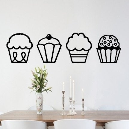 New Brand    Cupcakes Kitchen Dining Room Wall Sticker Wall Art Wall Vinyl Wall Decal Wall Mural