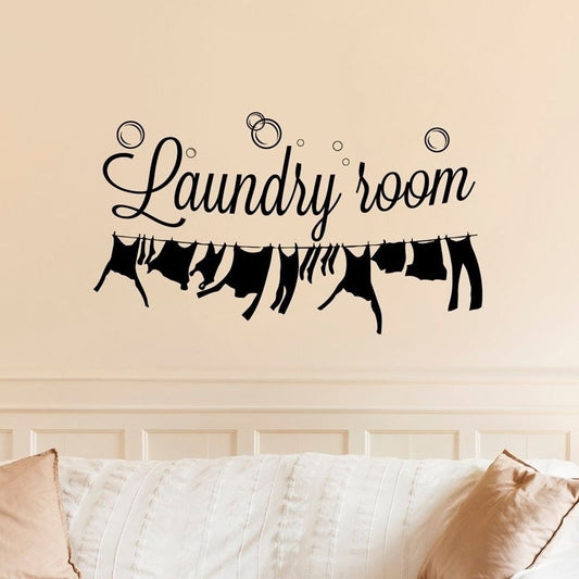 New Brand    Solid Color  Wall Arts Home Decor Bathroom Laundry Signs Laundry Room Removable Wallpaper Wall Sticker Window Stickers
