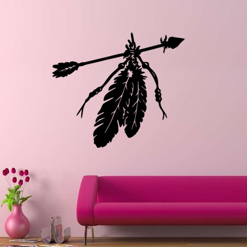 New Brand   Native American Arrow Feather Wall Stickers Art Design Removable Vinyl Laptop Sticker Waterproof