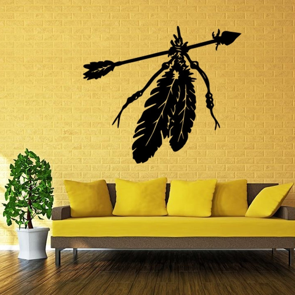 New Brand   Native American Arrow Feather Wall Stickers Art Design Removable Vinyl Laptop Sticker Waterproof