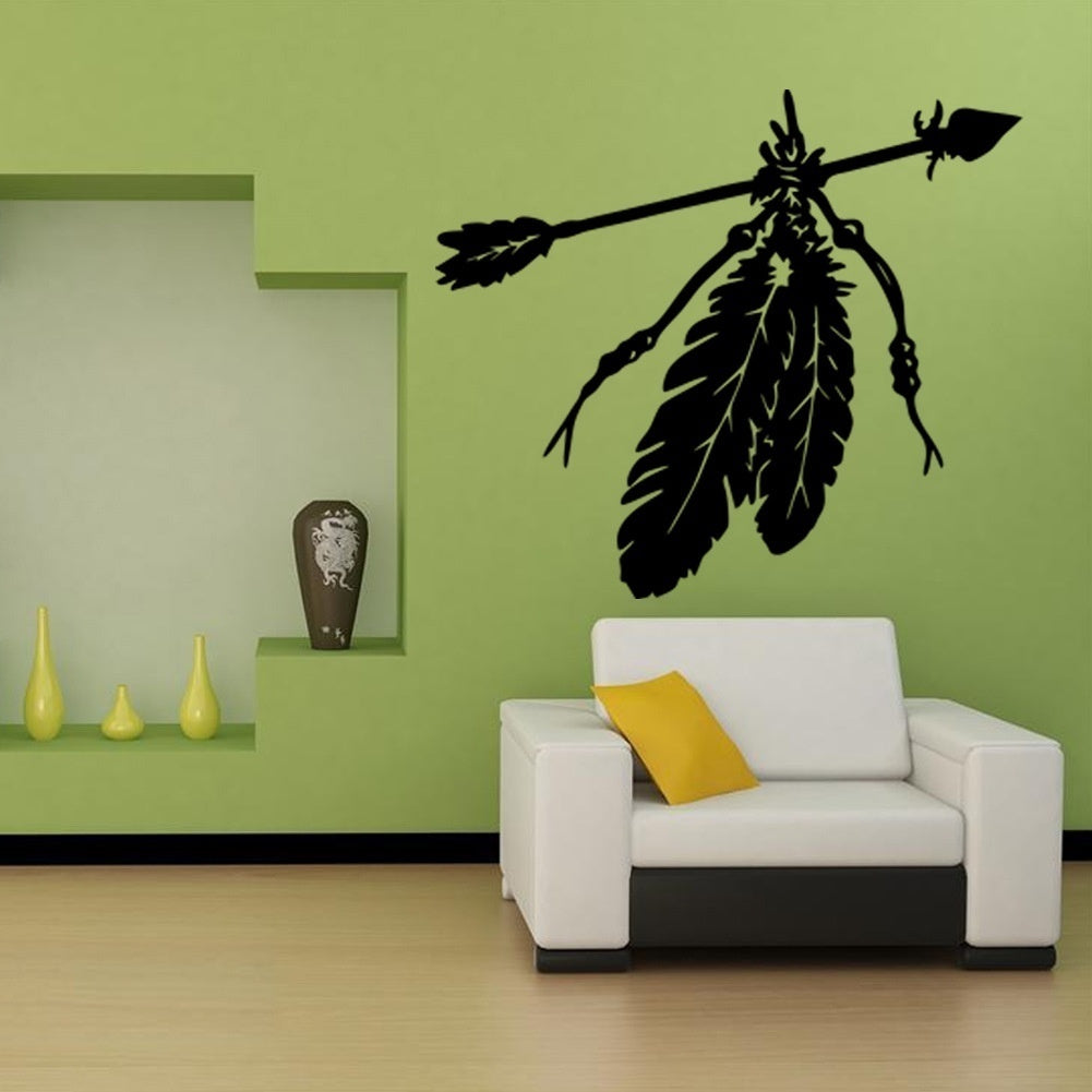 New Brand   Native American Arrow Feather Wall Stickers Art Design Removable Vinyl Laptop Sticker Waterproof