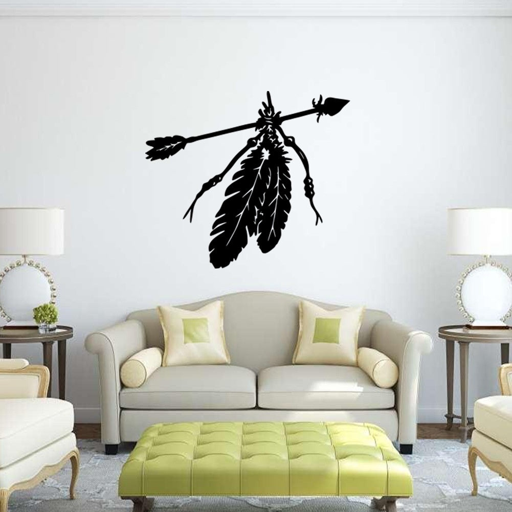 New Brand   Native American Arrow Feather Wall Stickers Art Design Removable Vinyl Laptop Sticker Waterproof