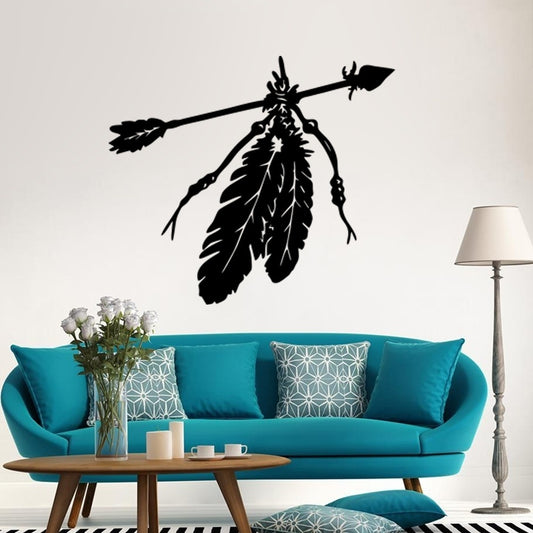 New Brand   Native American Arrow Feather Wall Stickers Art Design Removable Vinyl Laptop Sticker Waterproof
