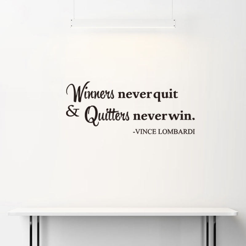 High-quality   Winners Never Quit Quitters Never Win Motivational Quote Wall Sticker DIY Decorative Inspirational Quote Wall Decal