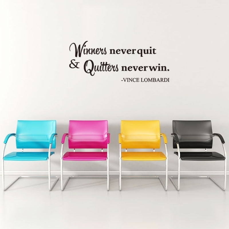 High-quality   Winners Never Quit Quitters Never Win Motivational Quote Wall Sticker DIY Decorative Inspirational Quote Wall Decal