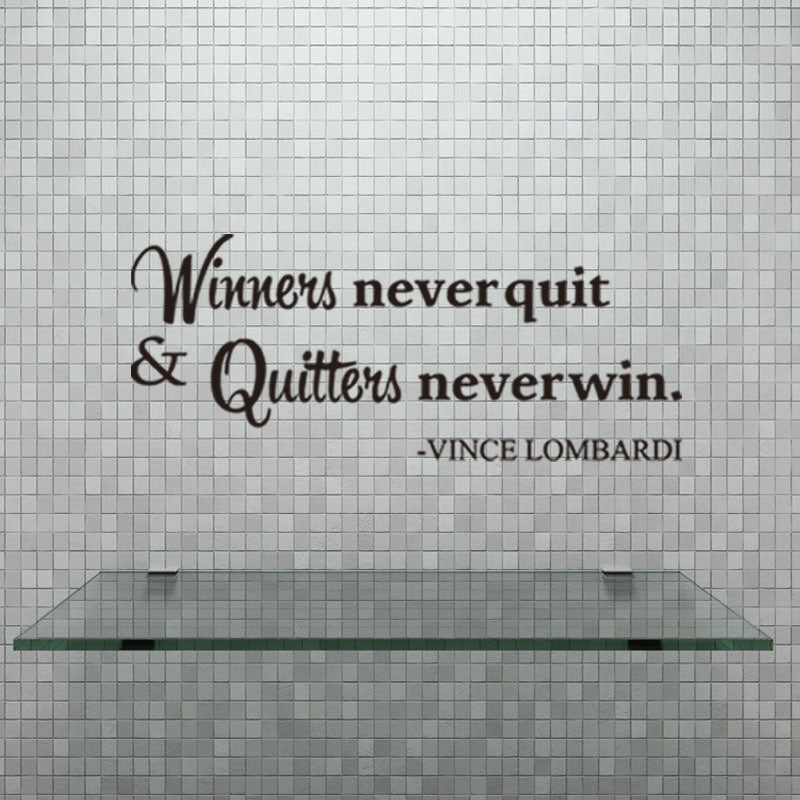 High-quality   Winners Never Quit Quitters Never Win Motivational Quote Wall Sticker DIY Decorative Inspirational Quote Wall Decal