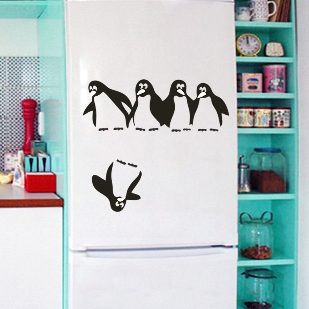 High-quality   Removable Penguins Wall Stickers Bookcase Wardrobe Living Room Background Wall Decor Decal Sticker