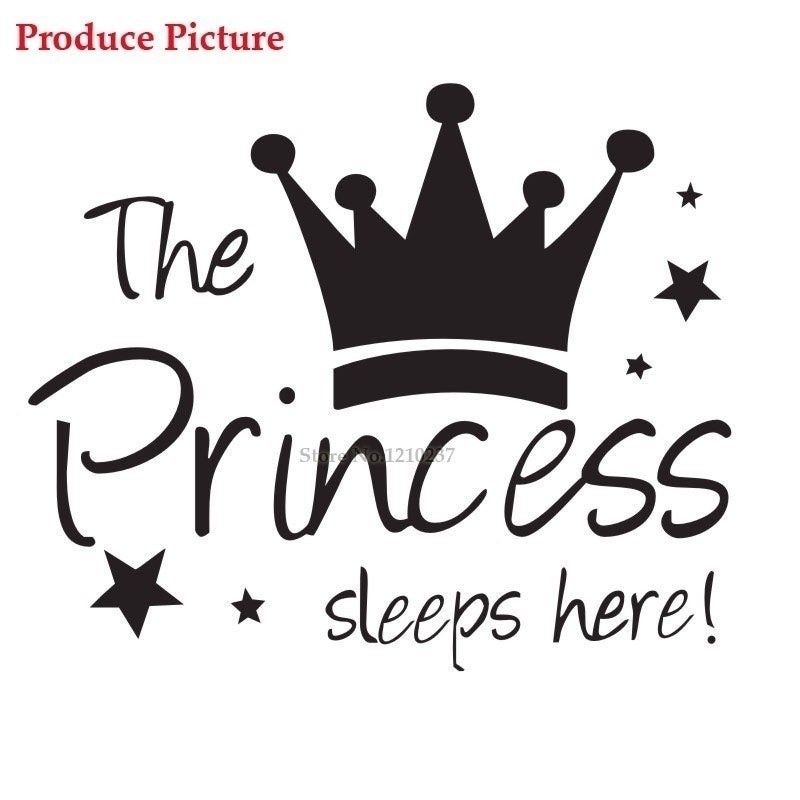 New Hot The Princess wall sticker Sleeps Here wall art decals living room decorative stickers wallpaper quote