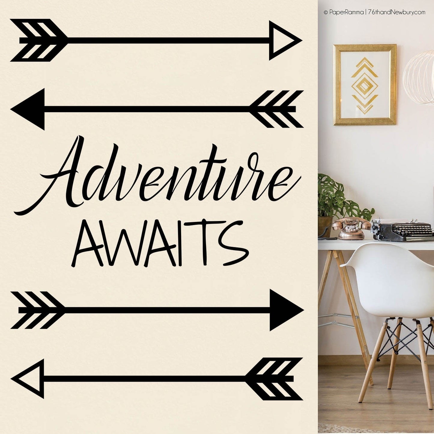 New Brand  Adventure Awaits Arrows Wall Quotes Decal Art Removable Vinyl Stickers Home Decor